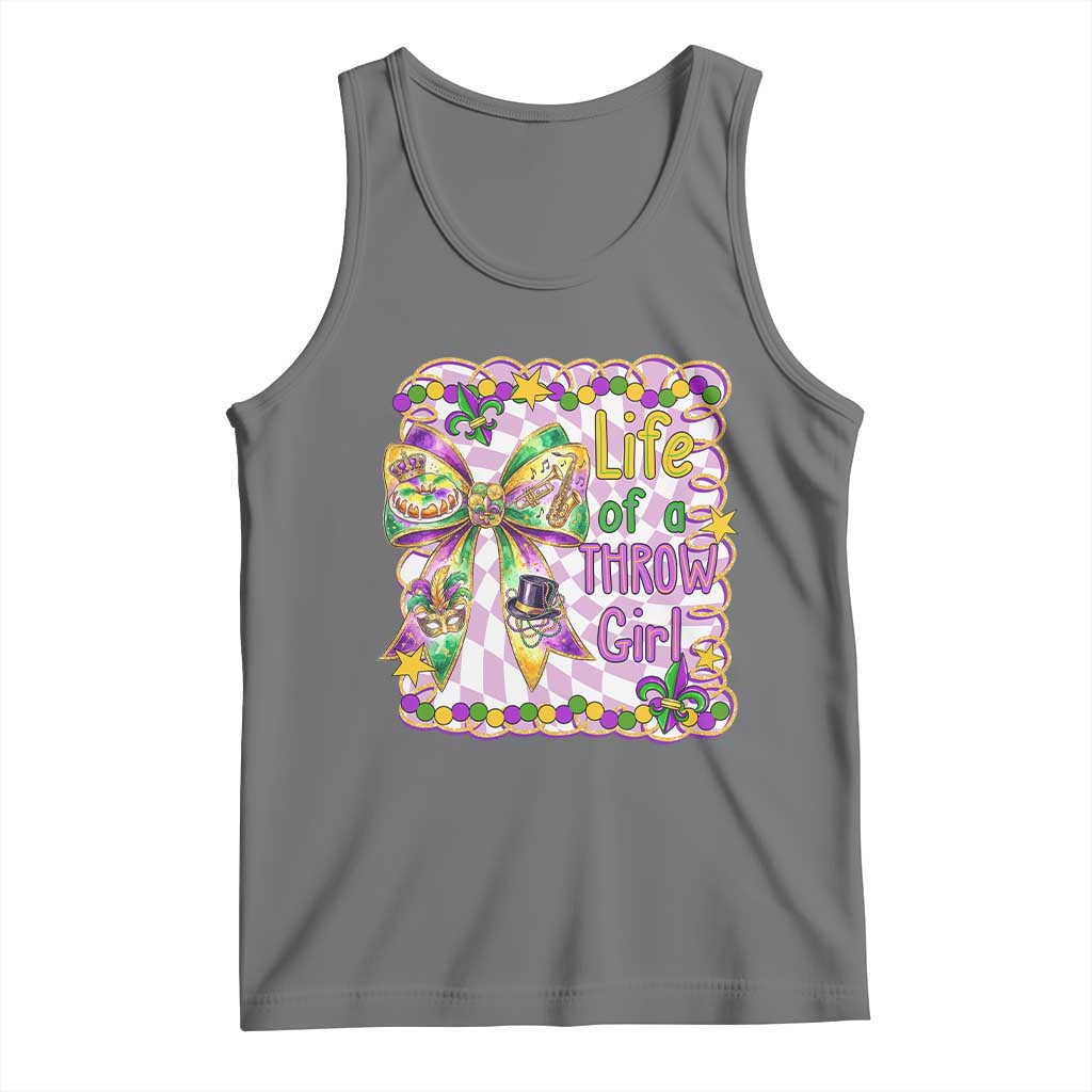 Funny Mardi Gras Throw Girl Life Tank Top Coquette Bow Carnival TS11 Black Heather Print Your Wear