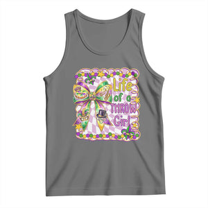 Funny Mardi Gras Throw Girl Life Tank Top Coquette Bow Carnival TS11 Black Heather Print Your Wear