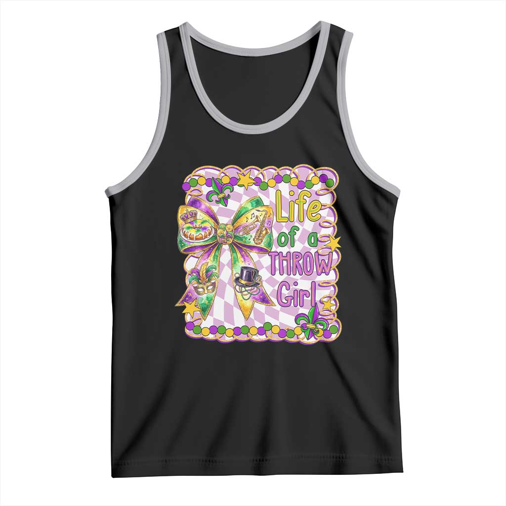 Funny Mardi Gras Throw Girl Life Tank Top Coquette Bow Carnival TS11 Black Athletic Heather Print Your Wear