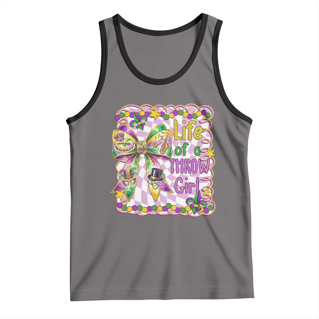 Funny Mardi Gras Throw Girl Life Tank Top Coquette Bow Carnival TS11 Deep Heather Black Print Your Wear
