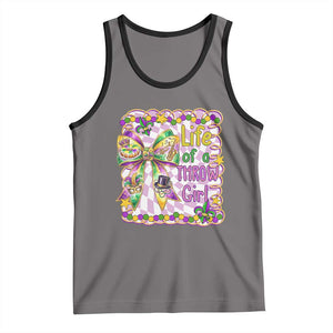 Funny Mardi Gras Throw Girl Life Tank Top Coquette Bow Carnival TS11 Deep Heather Black Print Your Wear