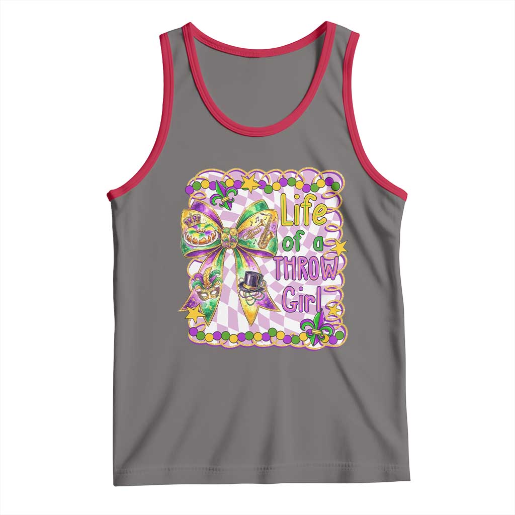 Funny Mardi Gras Throw Girl Life Tank Top Coquette Bow Carnival TS11 Deep Heather Red Print Your Wear