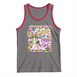 Funny Mardi Gras Throw Girl Life Tank Top Coquette Bow Carnival TS11 Deep Heather Red Print Your Wear