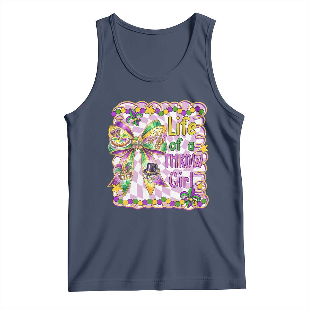 Funny Mardi Gras Throw Girl Life Tank Top Coquette Bow Carnival TS11 Navy Print Your Wear
