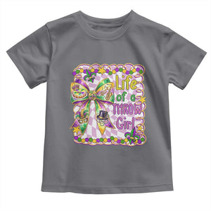 Funny Mardi Gras Throw Girl Life Toddler T Shirt Coquette Bow Carnival TS11 Charcoal Print Your Wear