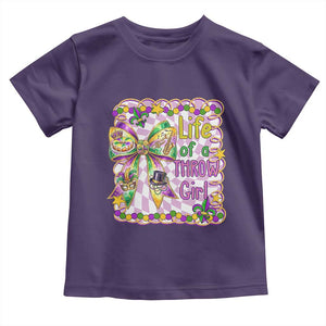 Funny Mardi Gras Throw Girl Life Toddler T Shirt Coquette Bow Carnival TS11 Purple Print Your Wear