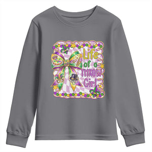 Funny Mardi Gras Throw Girl Life Youth Sweatshirt Coquette Bow Carnival TS11 Charcoal Print Your Wear