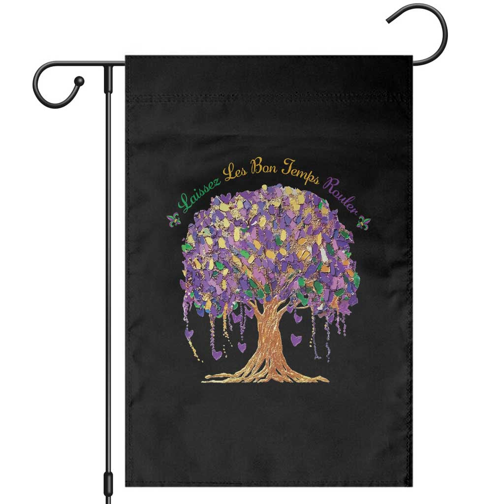 Mardi Gras Tree Brushstroke Graphic Garden Flag Laissez Les Bon Temps Rouler TS11 Black Print Your Wear