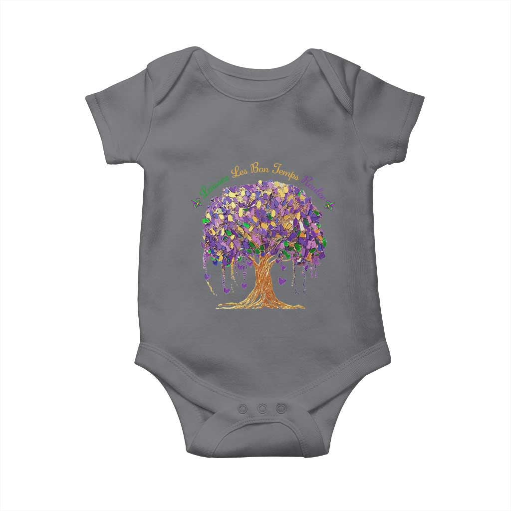 Mardi Gras Tree Brushstroke Graphic Baby Onesie Laissez Les Bon Temps Rouler TS11 Charcoal Print Your Wear