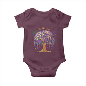 Mardi Gras Tree Brushstroke Graphic Baby Onesie Laissez Les Bon Temps Rouler TS11 Maroon Print Your Wear