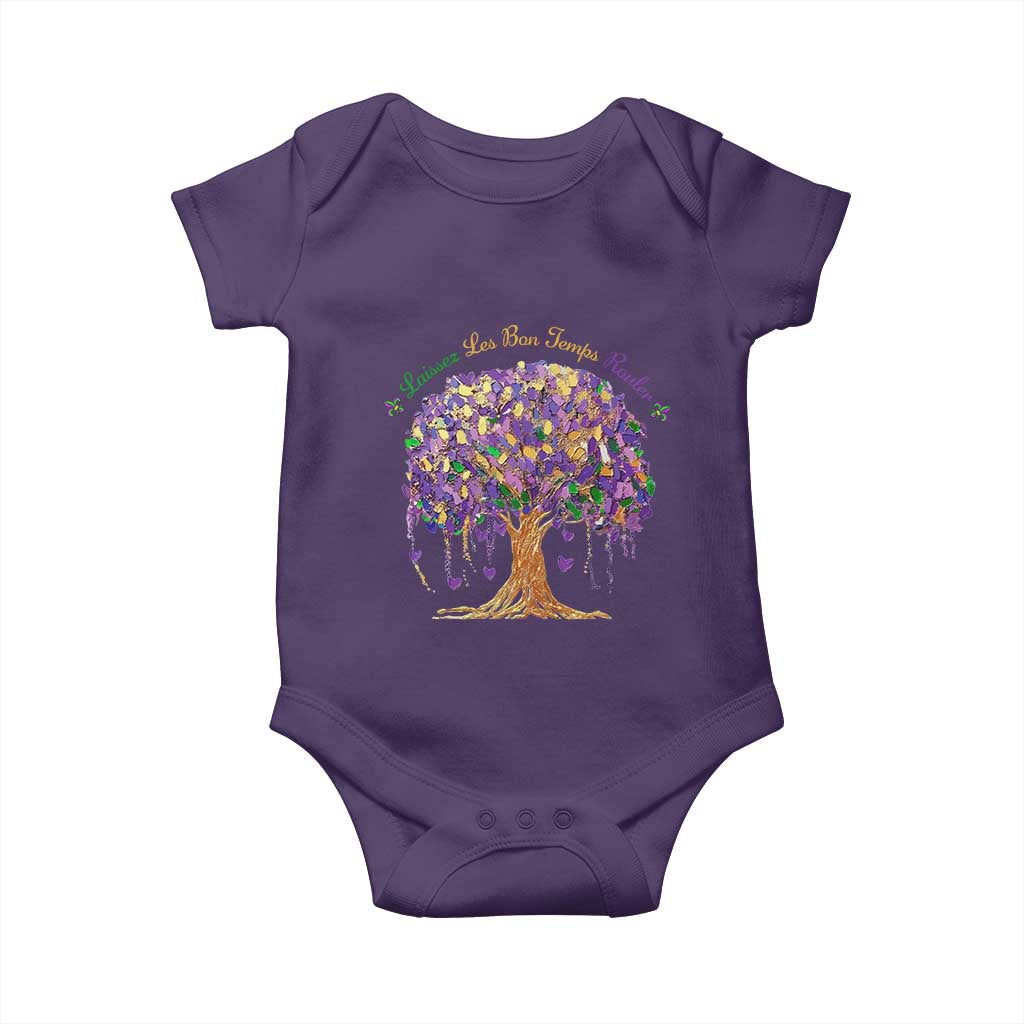 Mardi Gras Tree Brushstroke Graphic Baby Onesie Laissez Les Bon Temps Rouler TS11 Purple Print Your Wear
