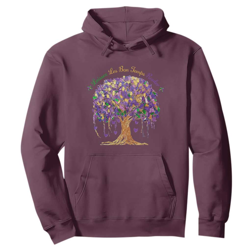 Mardi Gras Tree Brushstroke Graphic Hoodie Laissez Les Bon Temps Rouler TS11 Maroon Print Your Wear