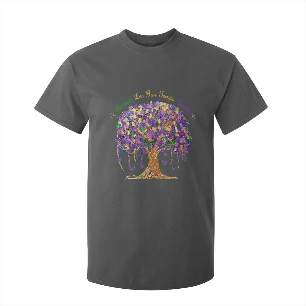 Mardi Gras Tree Brushstroke Graphic T Shirt For Kid Laissez Les Bon Temps Rouler TS11 Dark Heather Print Your Wear