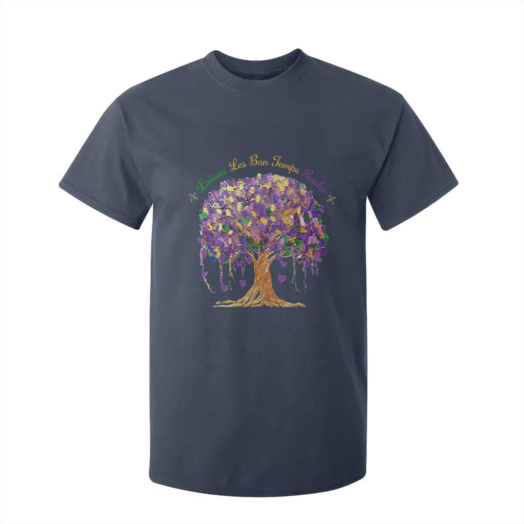 Mardi Gras Tree Brushstroke Graphic T Shirt For Kid Laissez Les Bon Temps Rouler TS11 Navy Print Your Wear