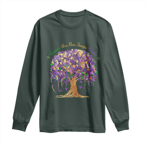Mardi Gras Tree Brushstroke Graphic Long Sleeve Shirt Laissez Les Bon Temps Rouler TS11 Dark Forest Green Print Your Wear