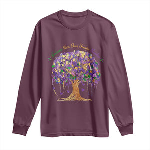 Mardi Gras Tree Brushstroke Graphic Long Sleeve Shirt Laissez Les Bon Temps Rouler TS11 Maroon Print Your Wear
