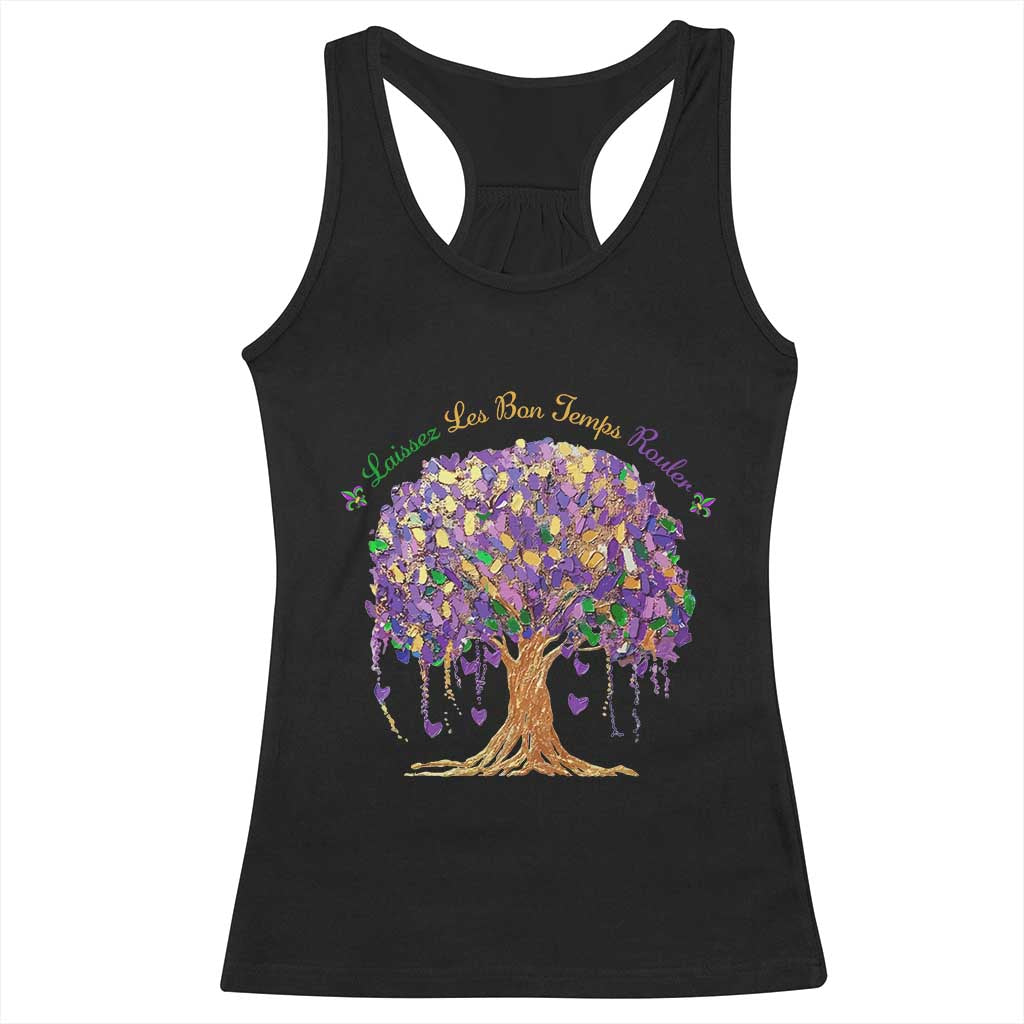 Mardi Gras Tree Brushstroke Graphic Racerback Tank Top Laissez Les Bon Temps Rouler TS11 Black Print Your Wear