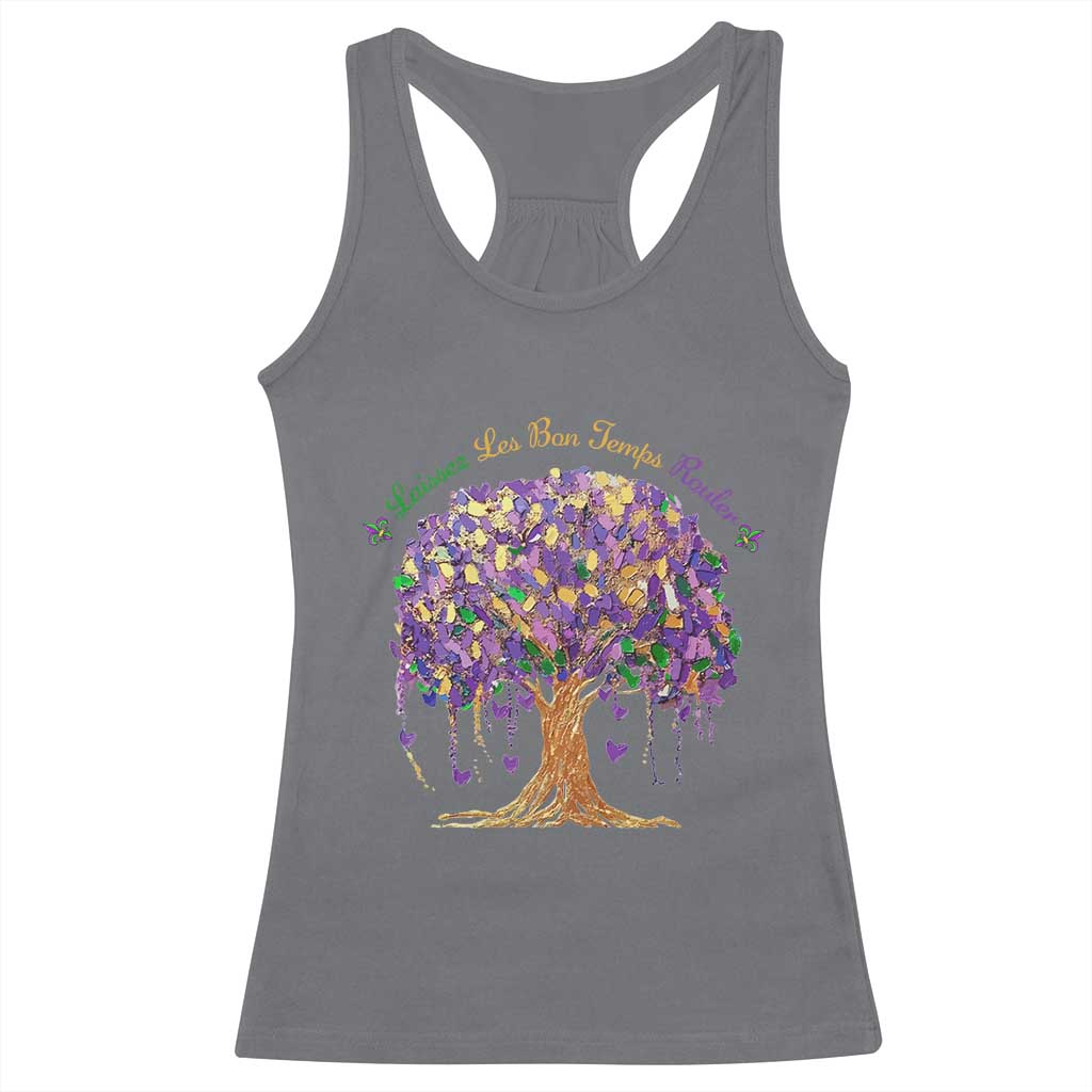 Mardi Gras Tree Brushstroke Graphic Racerback Tank Top Laissez Les Bon Temps Rouler TS11 Charcoal Print Your Wear