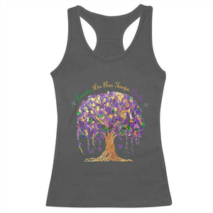 Mardi Gras Tree Brushstroke Graphic Racerback Tank Top Laissez Les Bon Temps Rouler TS11 Dark Heather Print Your Wear