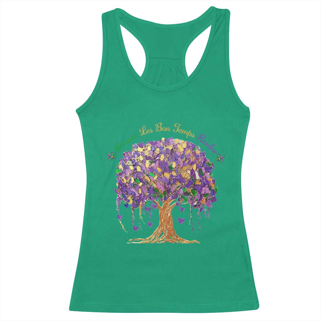 Mardi Gras Tree Brushstroke Graphic Racerback Tank Top Laissez Les Bon Temps Rouler TS11 Irish Green Print Your Wear