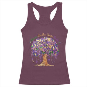 Mardi Gras Tree Brushstroke Graphic Racerback Tank Top Laissez Les Bon Temps Rouler TS11 Maroon Print Your Wear