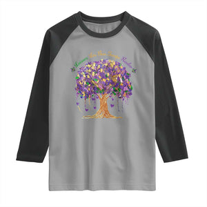 Mardi Gras Tree Brushstroke Graphic Raglan Shirt Laissez Les Bon Temps Rouler TS11 Sport Gray Black Print Your Wear