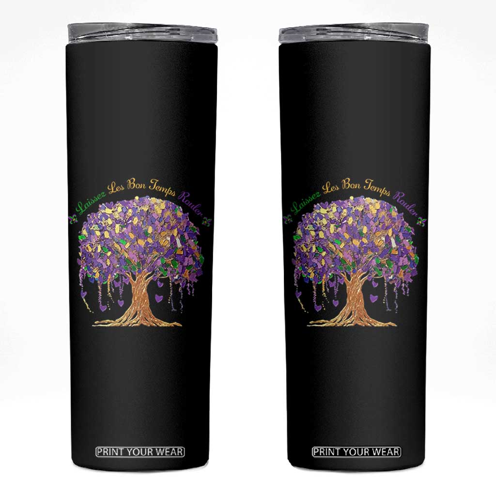 Mardi Gras Tree Brushstroke Graphic Skinny Tumbler Laissez Les Bon Temps Rouler TS11 Black Print Your Wear