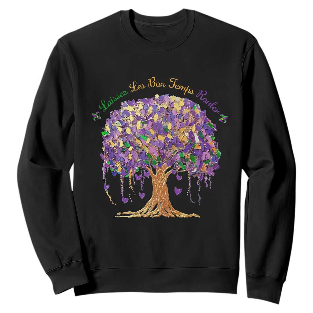 Mardi Gras Tree Brushstroke Graphic Sweatshirt Laissez Les Bon Temps Rouler TS11 Black Print Your Wear