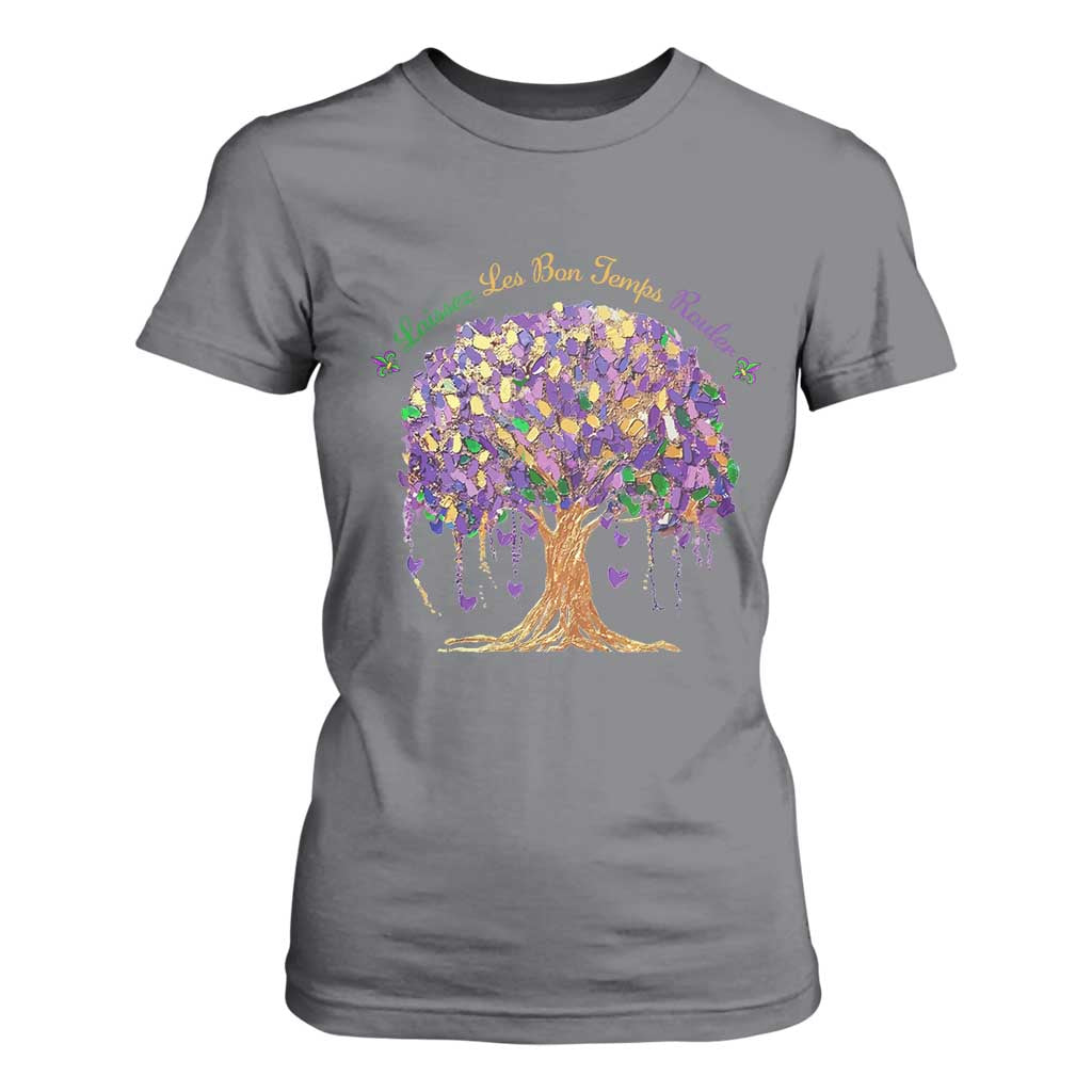 Mardi Gras Tree Brushstroke Graphic T Shirt For Women Laissez Les Bon Temps Rouler TS11 Charcoal Print Your Wear
