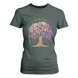 Mardi Gras Tree Brushstroke Graphic T Shirt For Women Laissez Les Bon Temps Rouler TS11 Dark Forest Green Print Your Wear