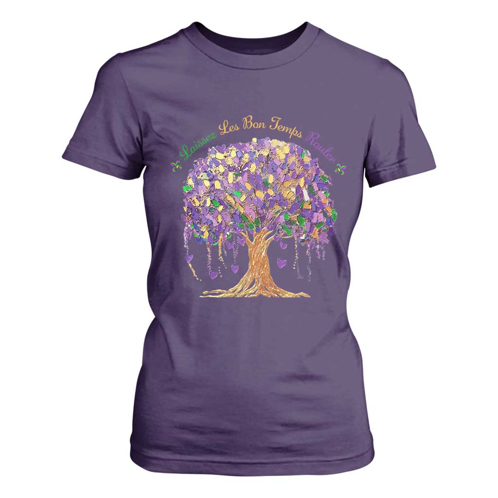 Mardi Gras Tree Brushstroke Graphic T Shirt For Women Laissez Les Bon Temps Rouler TS11 Purple Print Your Wear