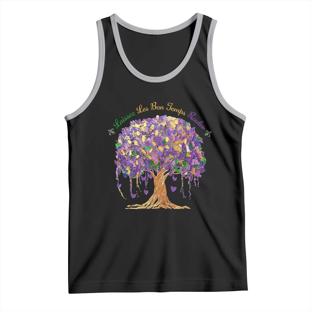 Mardi Gras Tree Brushstroke Graphic Tank Top Laissez Les Bon Temps Rouler TS11 Black Athletic Heather Print Your Wear