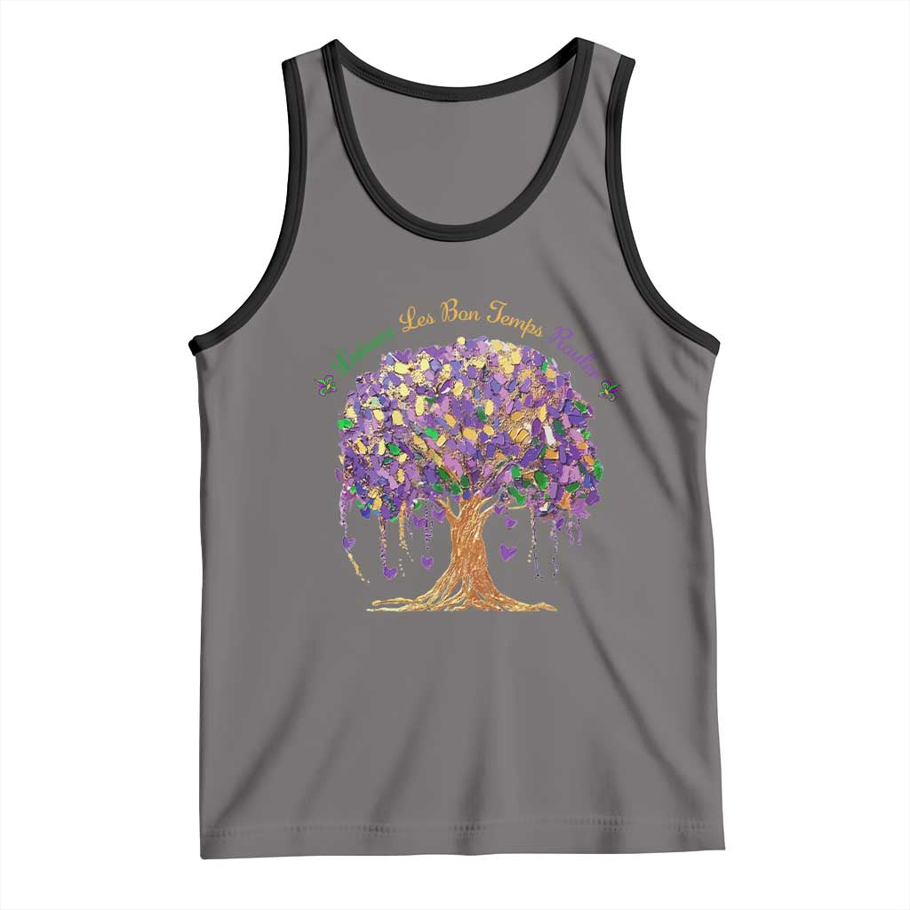 Mardi Gras Tree Brushstroke Graphic Tank Top Laissez Les Bon Temps Rouler TS11 Deep Heather Black Print Your Wear