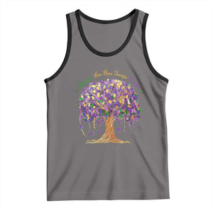 Mardi Gras Tree Brushstroke Graphic Tank Top Laissez Les Bon Temps Rouler TS11 Deep Heather Black Print Your Wear
