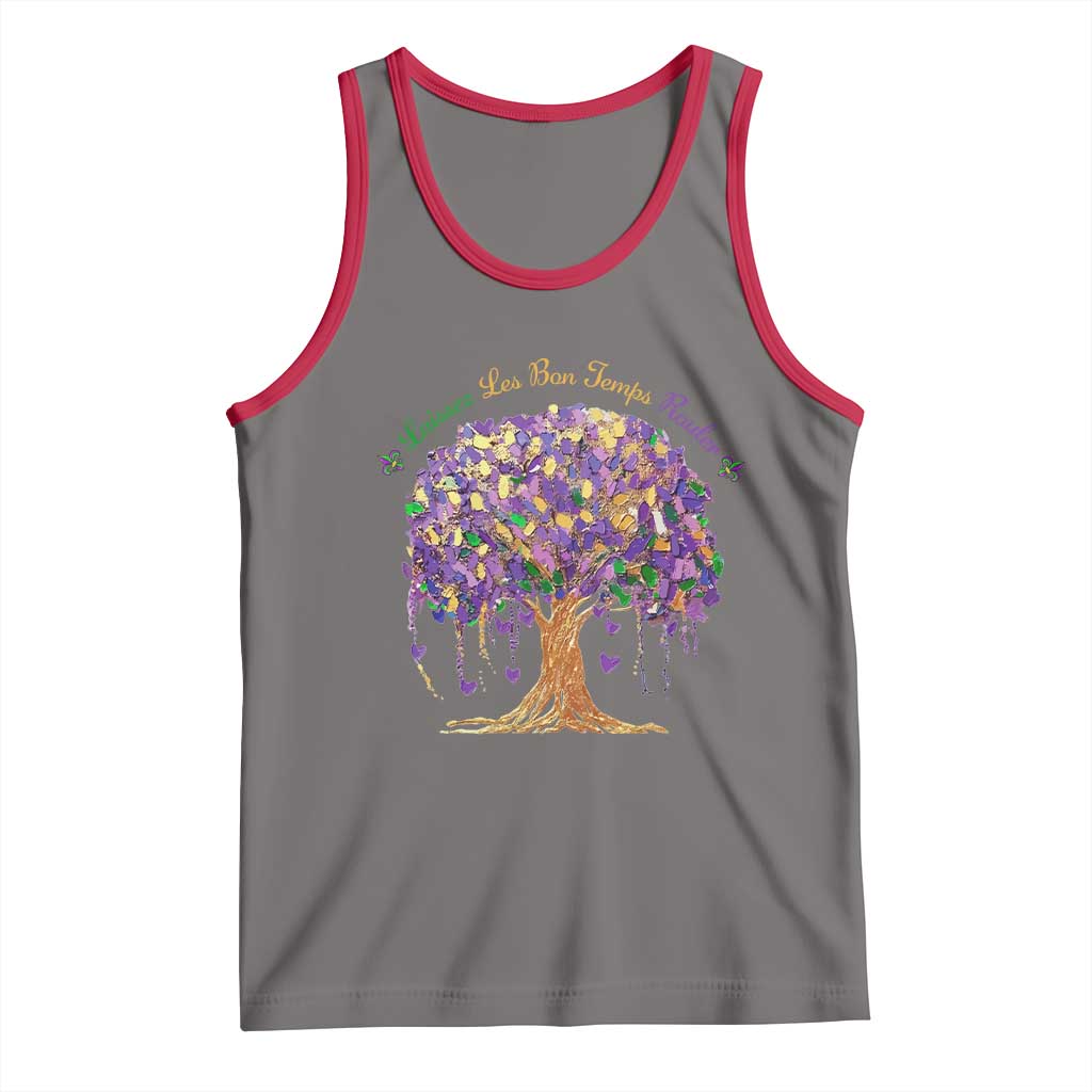 Mardi Gras Tree Brushstroke Graphic Tank Top Laissez Les Bon Temps Rouler TS11 Deep Heather Red Print Your Wear