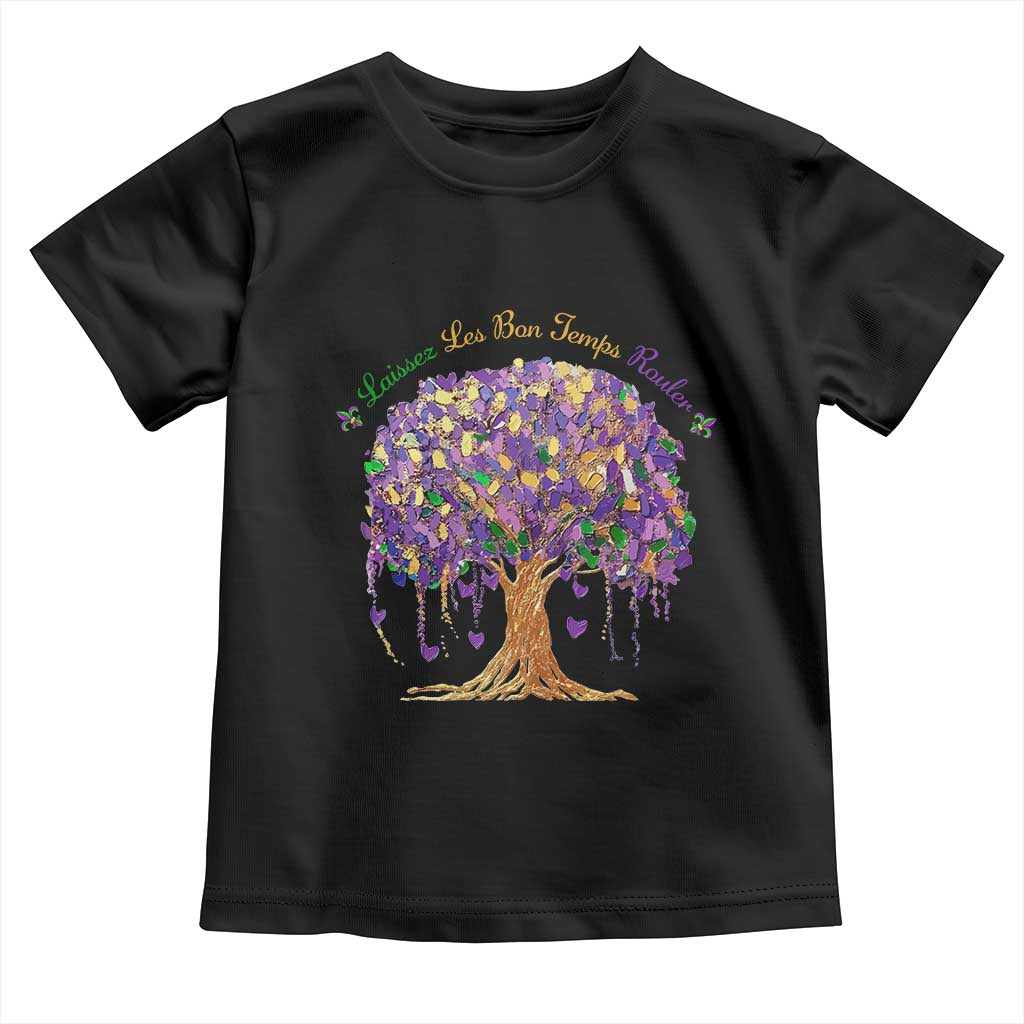 Mardi Gras Tree Brushstroke Graphic Toddler T Shirt Laissez Les Bon Temps Rouler TS11 Black Print Your Wear