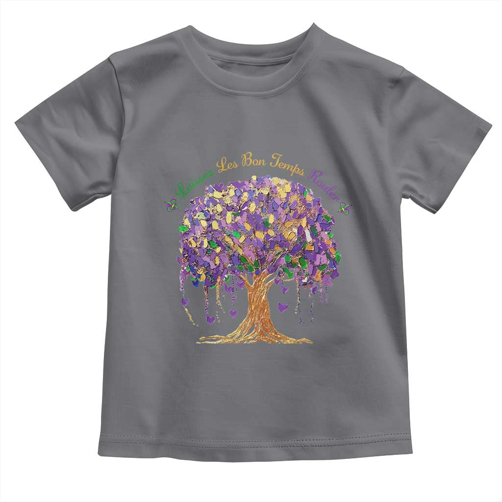 Mardi Gras Tree Brushstroke Graphic Toddler T Shirt Laissez Les Bon Temps Rouler TS11 Charcoal Print Your Wear