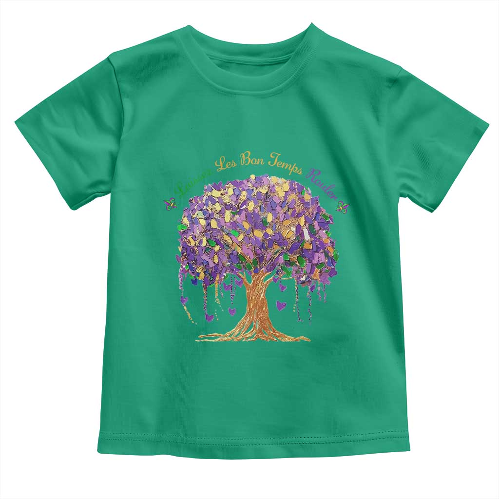 Mardi Gras Tree Brushstroke Graphic Toddler T Shirt Laissez Les Bon Temps Rouler TS11 Irish Green Print Your Wear