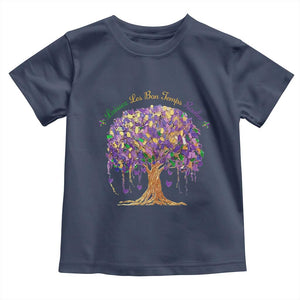 Mardi Gras Tree Brushstroke Graphic Toddler T Shirt Laissez Les Bon Temps Rouler TS11 Navy Print Your Wear