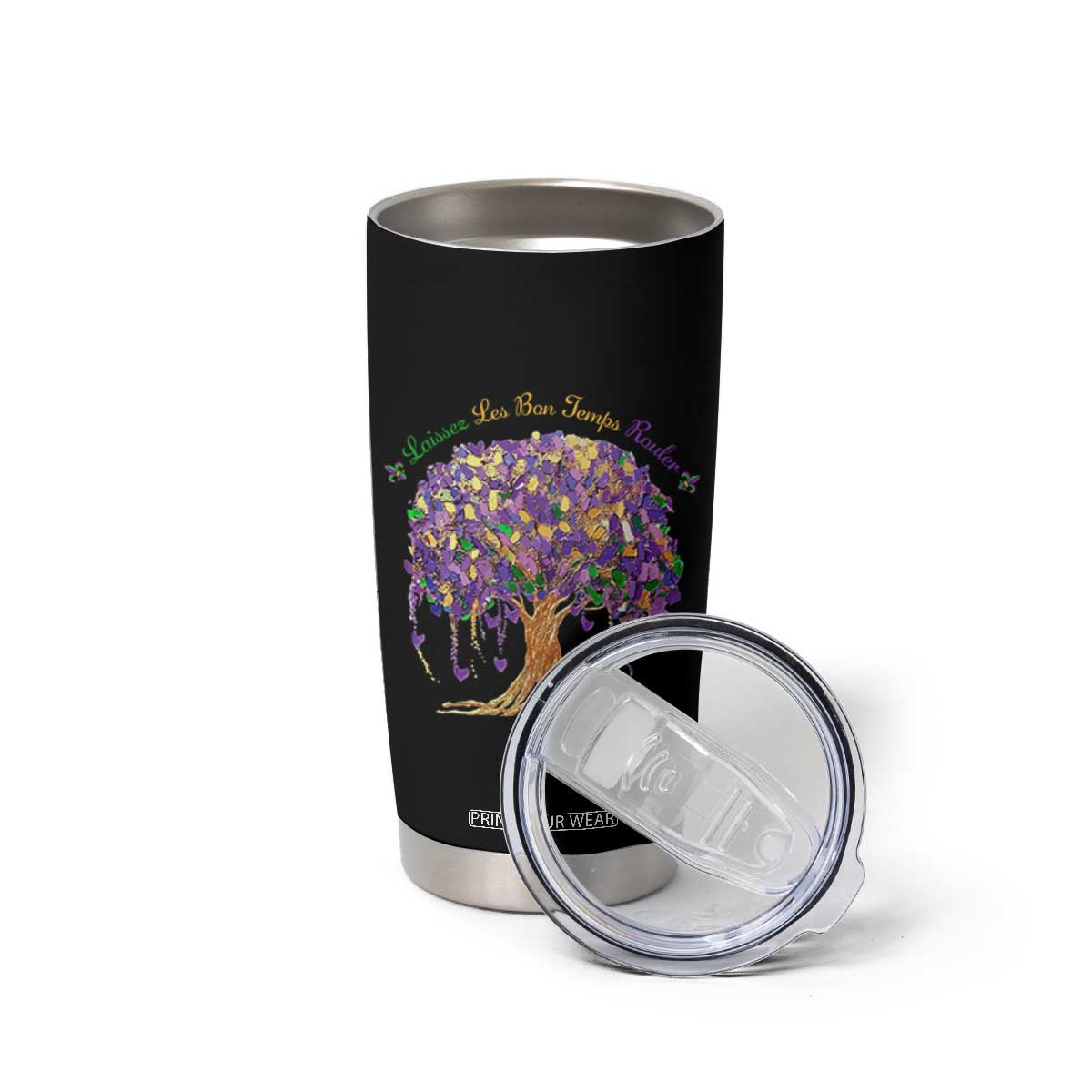 Mardi Gras Tree Brushstroke Graphic Tumbler Cup Laissez Les Bon Temps Rouler TS11 Print Your Wear
