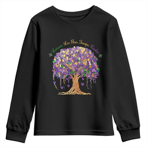 Mardi Gras Tree Brushstroke Graphic Youth Sweatshirt Laissez Les Bon Temps Rouler TS11 Black Print Your Wear