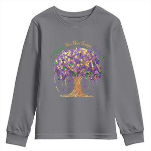 Mardi Gras Tree Brushstroke Graphic Youth Sweatshirt Laissez Les Bon Temps Rouler TS11 Charcoal Print Your Wear