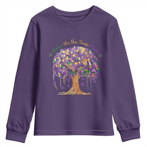 Mardi Gras Tree Brushstroke Graphic Youth Sweatshirt Laissez Les Bon Temps Rouler TS11 Purple Print Your Wear
