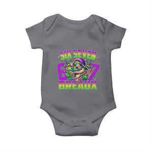 Mardi Gras Six Seven Breaux Baby Onesie Funny Mardigator Alligator 6 7 Meme TS11 Charcoal Print Your Wear
