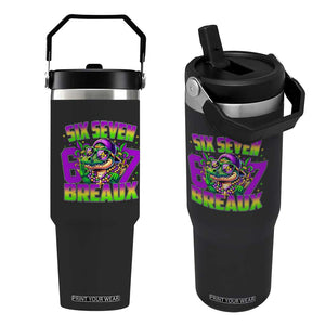 Mardi Gras Six Seven Breaux Flip Straw Tumbler Funny Mardigator Alligator 6 7 Meme TS11 One Size: 30 oz Black Print Your Wear
