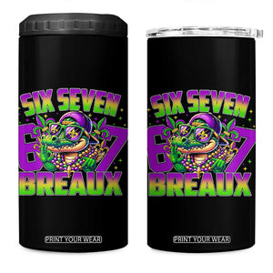 Mardi Gras Six Seven Breaux 4 in 1 Can Cooler Tumbler Funny Mardigator Alligator 6 7 Meme TS11 One Size: 16 oz Black Print Your Wear