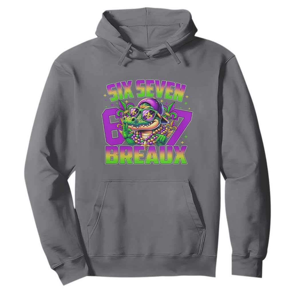 Mardi Gras Six Seven Breaux Hoodie Funny Mardigator Alligator 6 7 Meme TS11 Charcoal Print Your Wear