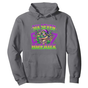 Mardi Gras Six Seven Breaux Hoodie Funny Mardigator Alligator 6 7 Meme TS11 Charcoal Print Your Wear