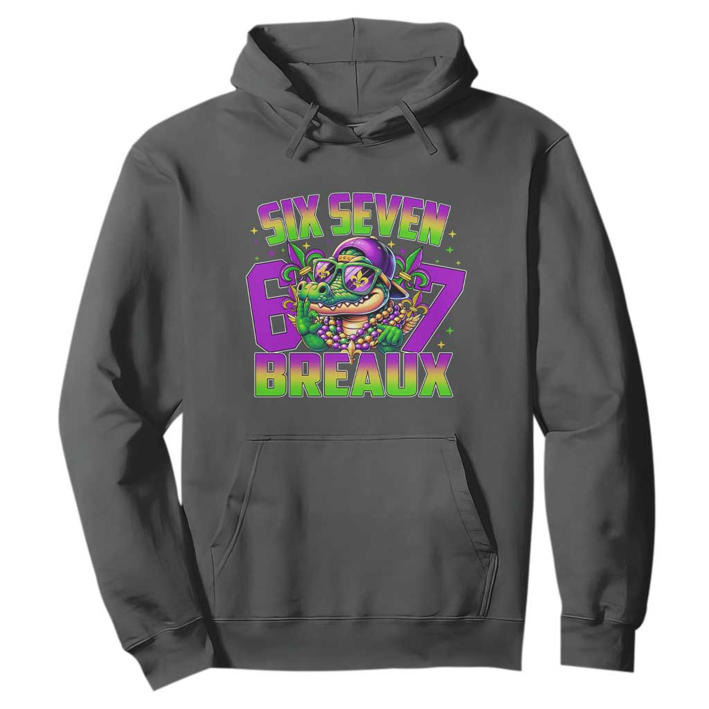 Mardi Gras Six Seven Breaux Hoodie Funny Mardigator Alligator 6 7 Meme TS11 Dark Heather Print Your Wear