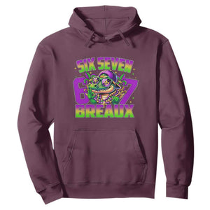 Mardi Gras Six Seven Breaux Hoodie Funny Mardigator Alligator 6 7 Meme TS11 Maroon Print Your Wear